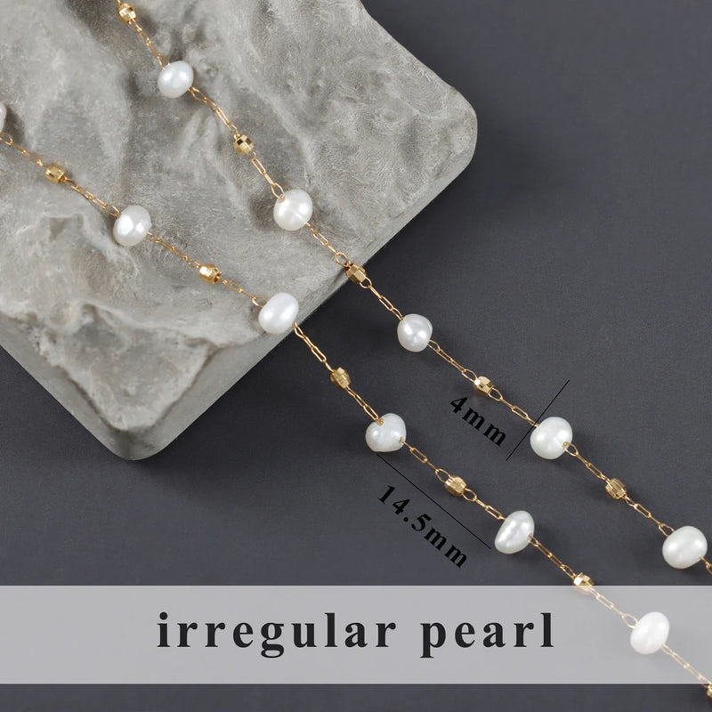 DIY Stainless Steel Chain with Natural Pearl - 1m/lot