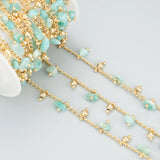 DIY Chain 18K Rhodium Plated Copper Natural Stone 1m/Lot