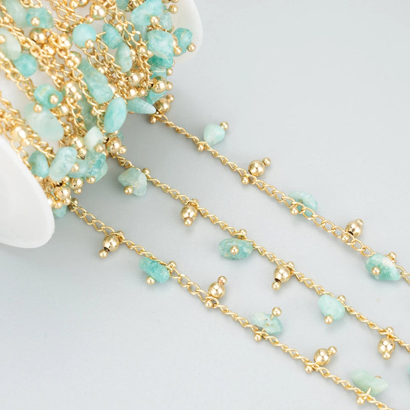 DIY Chain 18K Rhodium Plated Copper Natural Stone 1m/Lot