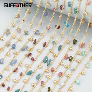 DIY Chain 18K Rhodium Plated Copper Natural Stone 1m/Lot