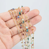 DIY Chain 18K Rhodium Plated Copper Natural Stone 1m/Lot