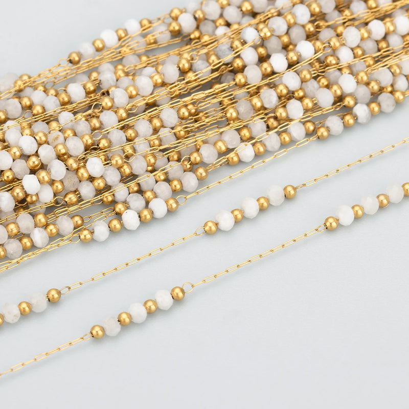 DIY Chain 1m/Lot Stainless Steel Natural Stone Jewelry Findings