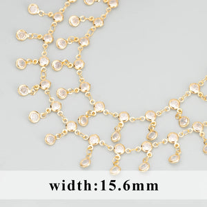 18k Plated Copper Chain with Zircons, 1m/lot