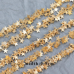 18k Plated Copper Ring Star Chain, 1m/Lot