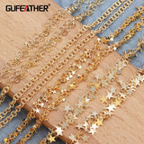 18k Plated Copper Ring Star Chain, 1m/Lot