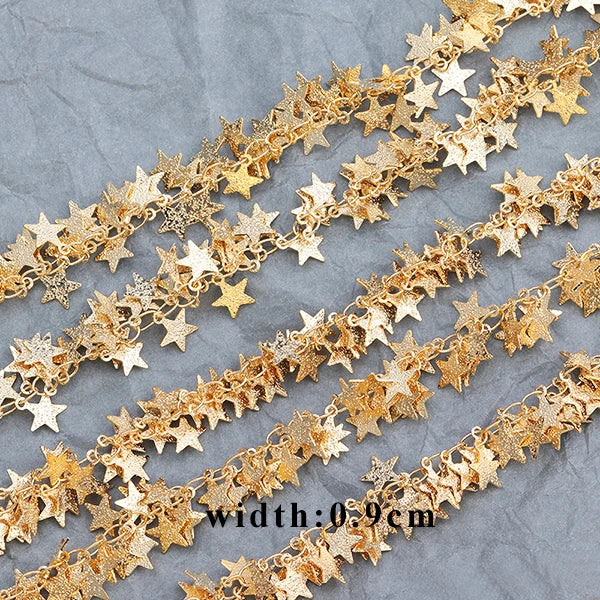 18k Plated Copper Ring Star Chain, 1m/Lot