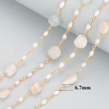 18K Plated DIY Chain Necklace Natural Stone Pearl Beads 1m/Lot