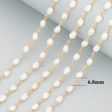 18K Plated DIY Chain Necklace Natural Stone Pearl Beads 1m/Lot