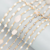 18K Plated DIY Chain Necklace Natural Stone Pearl Beads 1m/Lot
