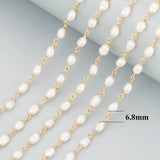 18K Plated DIY Chain Necklace Natural Stone Pearl Beads 1m/Lot
