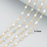 18K Plated DIY Chain Necklace Natural Stone Pearl Beads 1m/Lot