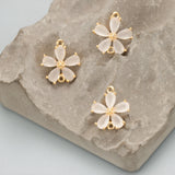 18k Plated Flower Charm DIY Earring 6pcs