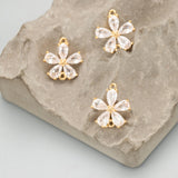 18k Plated Flower Charm DIY Earring 6pcs