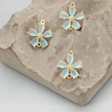 18k Plated Flower Charm DIY Earring 6pcs