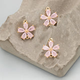 18k Plated Flower Charm DIY Earring 6pcs