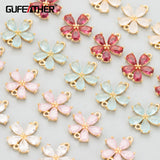 18k Plated Flower Charm DIY Earring 6pcs