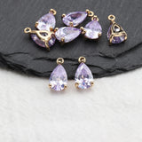 18K Plated Zircon Water Drop Pendant DIY Earring 10pcs/lot