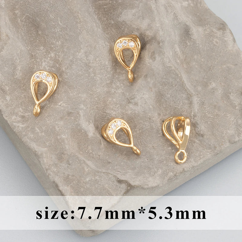 18k Plated Zircon Charm Connector Hooks Jewelry Making 20pcs
