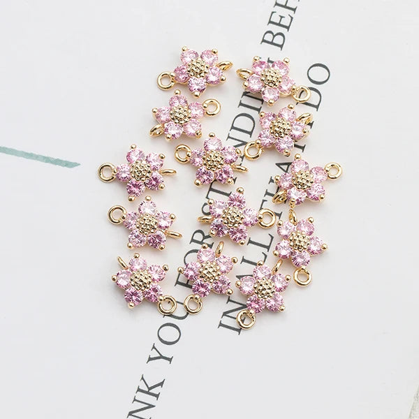 18k Plated DIY Earring Pendants with Zircons - 20pcs/lot