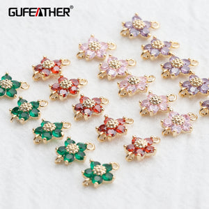 18k Plated DIY Earring Pendants with Zircons - 20pcs/lot