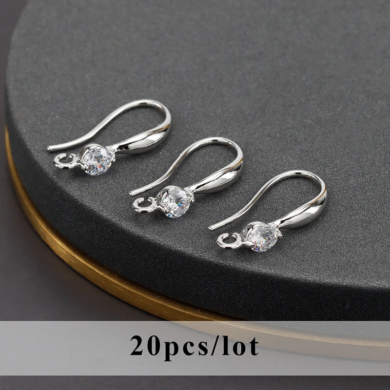 DIY Earrings Findings 18k Rhodium Plated with Zircon