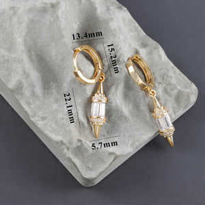 18K Plated Copper DIY Pendants with Zircons, 2pcs/lot