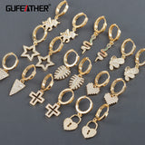 18K Plated Copper DIY Pendants with Zircons, 2pcs/lot