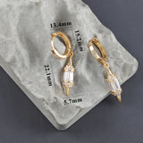 18K Plated Copper DIY Pendants with Zircons, 2pcs/lot