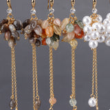 18k Plated Ear Chain with Natural Stone, 2pcs/lot