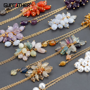 18k Plated Ear Chain with Natural Stone, 2pcs/lot