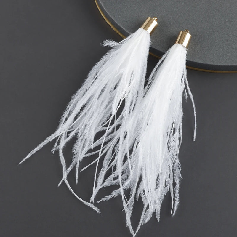 Natural Feather Tassel DIY Earring Pendants Charms Hand Made Jewelry Accessories