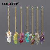 18k Plated Copper DIY Pendant with Natural Stone, 2pcs/lot