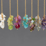 18k Plated Copper DIY Pendant with Natural Stone, 2pcs/lot