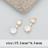 MB60 18k Plated Jewelry Accessories with Zircons Glass Charms 6pcs/lot