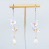 18k Plated Natural Stone Pearl Charms Petal Pendants