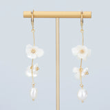 18k Plated Natural Stone Pearl Charms Petal Pendants