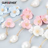 18k Plated Natural Stone Pearl Charms Petal Pendants
