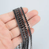 MB93 Fashion Necklace Rhodium Plated Long Chain DIY Black Zircons