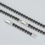MB93 Fashion Necklace Rhodium Plated Long Chain DIY Black Zircons
