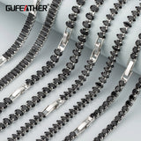 MB93 Fashion Necklace Rhodium Plated Long Chain DIY Black Zircons
