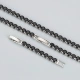 MB93 Fashion Necklace Rhodium Plated Long Chain DIY Black Zircons