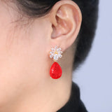18k Plated Copper Zircon Earrings DIY Findings 6pcs