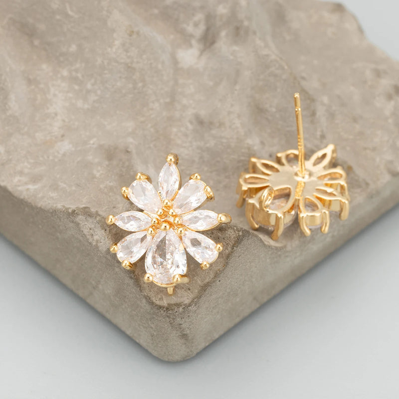 18k Plated Copper Zircon Earrings DIY Findings 6pcs