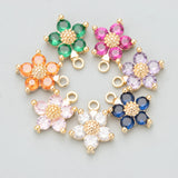 18k Plated Copper Flower Shape Charms DIY Pendants 6pcs/lot