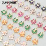 18k Plated Copper Flower Shape Charms DIY Pendants 6pcs/lot