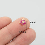 18k Plated Copper Flower Shape Charms DIY Pendants 6pcs/lot