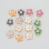 18k Plated Copper Flower Shape Charms DIY Pendants 6pcs/lot