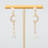 Moon Shape Charm 18k Rhodium Plated Zircon DIY Pendants