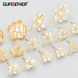 MC51 18k Plated Copper Zircon Charms DIY Earrings 6pcs/lot
