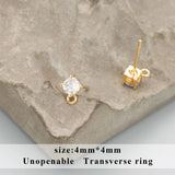 18k Rhodium Plated Copper Zircon Charms DIY Earrings 10pcs